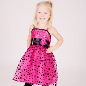 Fuchsia & Black Polka-Dot Dress